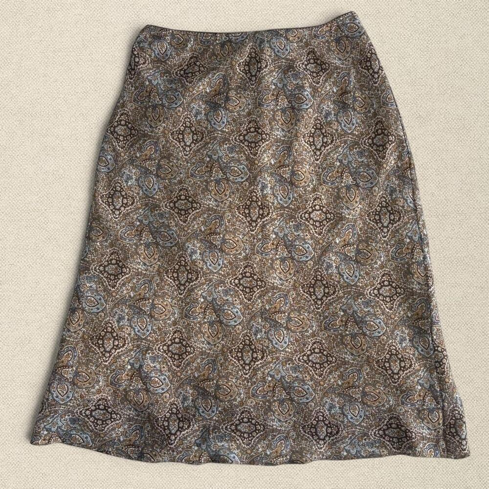 Y2K Brown Blue Paisley Patterned Skirt sz S Fashion Bug